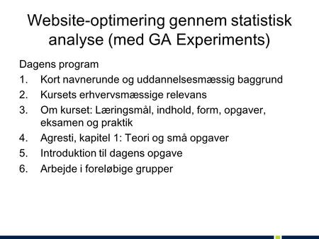 Website-optimering gennem statistisk analyse (med GA Experiments)
