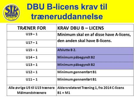 DBU B-licens krav til træneruddannelse