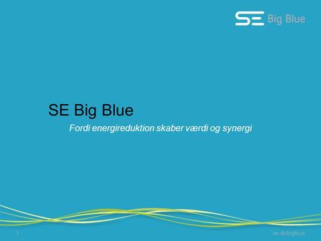 Se.dk/bigblue 1 SE Big Blue Fordi energireduktion skaber værdi og synergi.