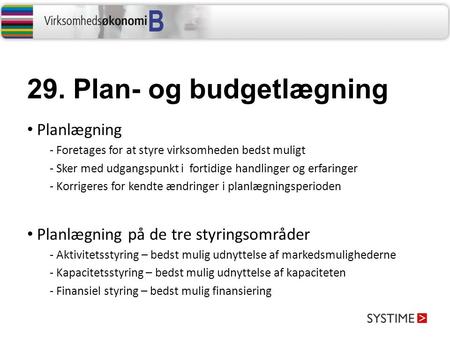 29. Plan- og budgetlægning