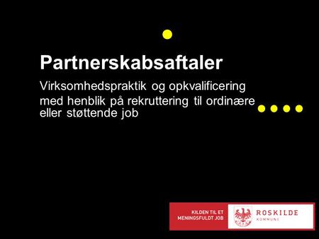 Partnerskabsaftaler Virksomhedspraktik og opkvalificering med henblik på rekruttering til ordinære eller støttende job.