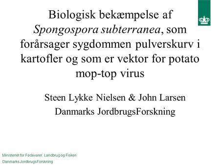 Biologisk bekæmpelse af Spongospora subterranea, som forårsager sygdommen pulverskurv i kartofler og som er vektor for potato mop-top virus Steen Lykke.