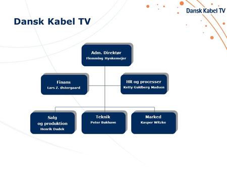 Dansk Kabel TV Adm. Direktør Finans HR og processer Salg og produktion