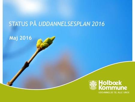 UDDANNELSE TIL ALLE UNGE STATUS PÅ UDDANNELSESPLAN 2016 Maj 2016.