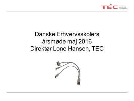 Danske Erhvervsskolers årsmøde maj 2016 Direktør Lone Hansen, TEC.