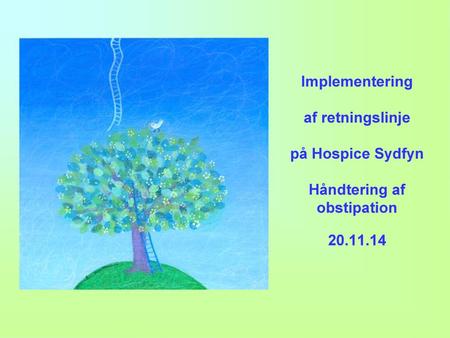 Implementering af retningslinje på Hospice Sydfyn Håndtering af obstipation 20.11.14 Givetvis har mange her til stede en forestilling om, hvad et.