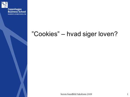 Søren Sandfeld Jakobsen 20091 ”Cookies” – hvad siger loven?
