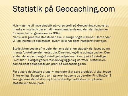 Statistik på Geocaching.com