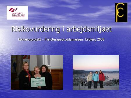 Risikovurdering i arbejdsmiljøet Bachelorprojekt – Fysioterapeutuddannelsen i Esbjerg 2008.