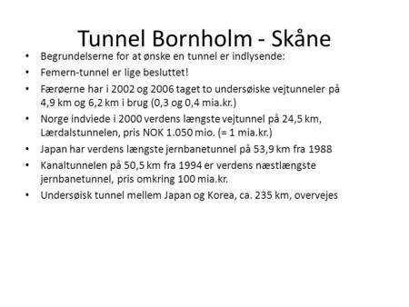 Tunnel Bornholm - Skåne