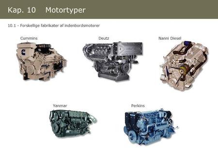 Kap. 10 Motortyper Forskellige fabrikater af indenbordsmotorer