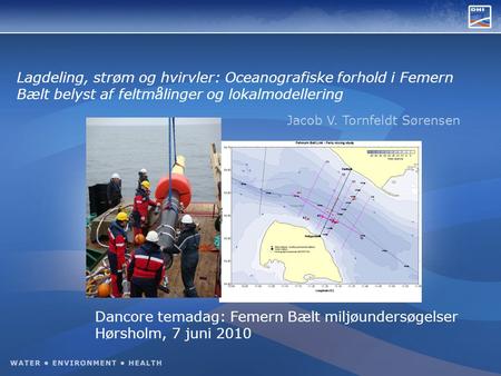 Lagdeling, strøm og hvirvler: Oceanografiske forhold i Femern Bælt belyst af feltmålinger og lokalmodellering Jacob V. Tornfeldt Sørensen Dancore temadag: