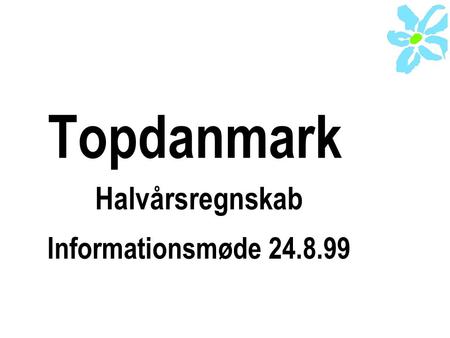 Topdanmark Halvårsregnskab Informationsmøde 24.8.99.