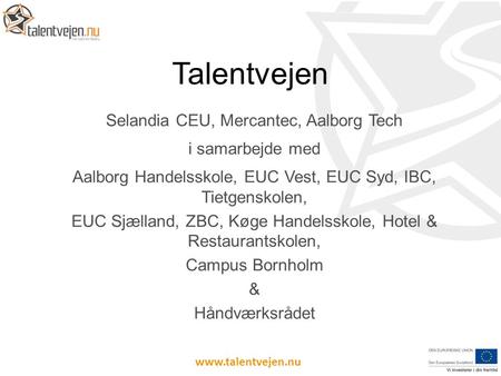 Talentvejen Selandia CEU, Mercantec, Aalborg Tech i samarbejde med
