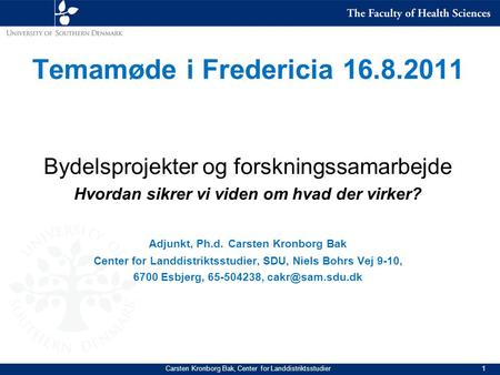 Temamøde i Fredericia Bydelsprojekter og forskningssamarbejde