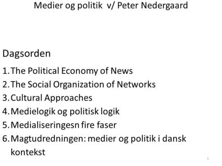 Medier og politik v/ Peter Nedergaard