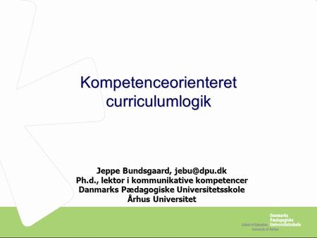 Kompetenceorienteret curriculumlogik