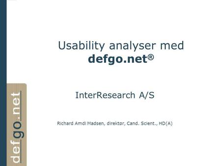 Usability analyser med defgo.net®