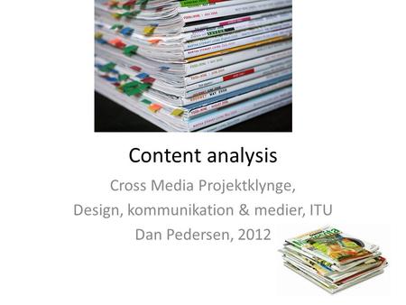 Content analysis Cross Media Projektklynge,