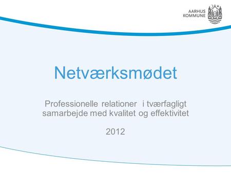 Netværksmødet Professionelle relationer i tværfagligt samarbejde med kvalitet og effektivitet 2012.