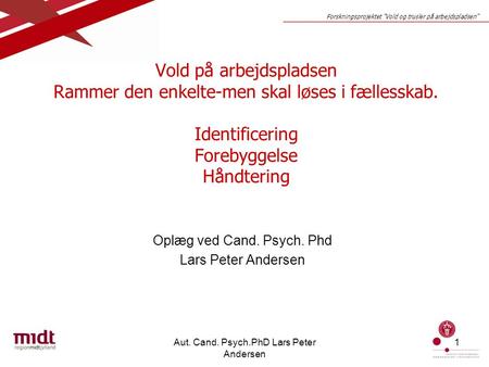 Oplæg ved Cand. Psych. Phd Lars Peter Andersen