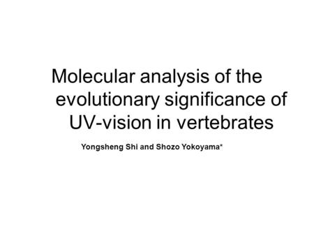 Molecular analysis of the evolutionary significance of UV-vision in vertebrates Yongsheng Shi and Shozo Yokoyama*