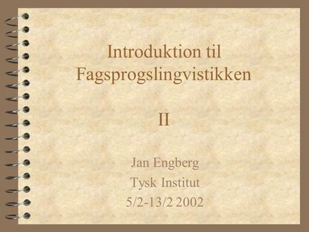 Introduktion til Fagsprogslingvistikken II