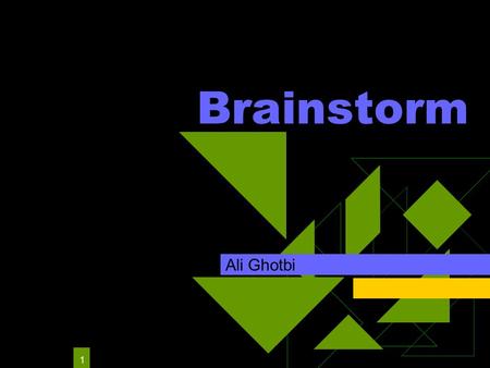 1 Brainstorm Ali Ghotbi. 2 Dagsorden  Oversigt  Målsætninger for brainstorm  Regler  Brainstorm  Opsummering.