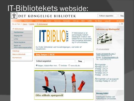 IT-Bibliotekets webside:. www.kb.dk Eksempel på e-bog!
