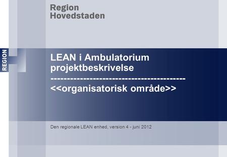 Den regionale LEAN enhed, version 4 - juni 2012