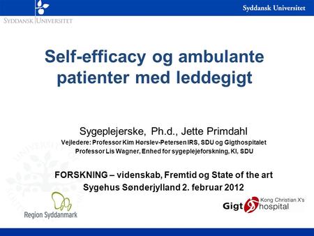 Self-efficacy og ambulante patienter med leddegigt