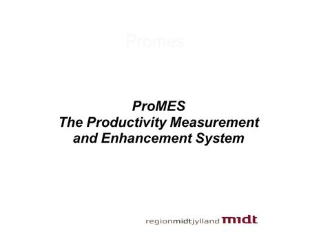 Promes ProMES The Productivity Measurement and Enhancement System.