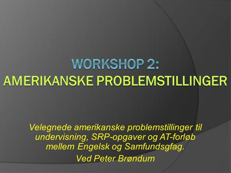 Workshop 2: Amerikanske problemstillinger