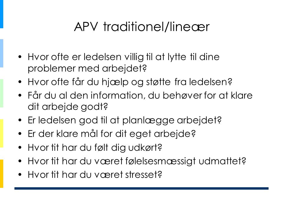 APV traditionel/lineær