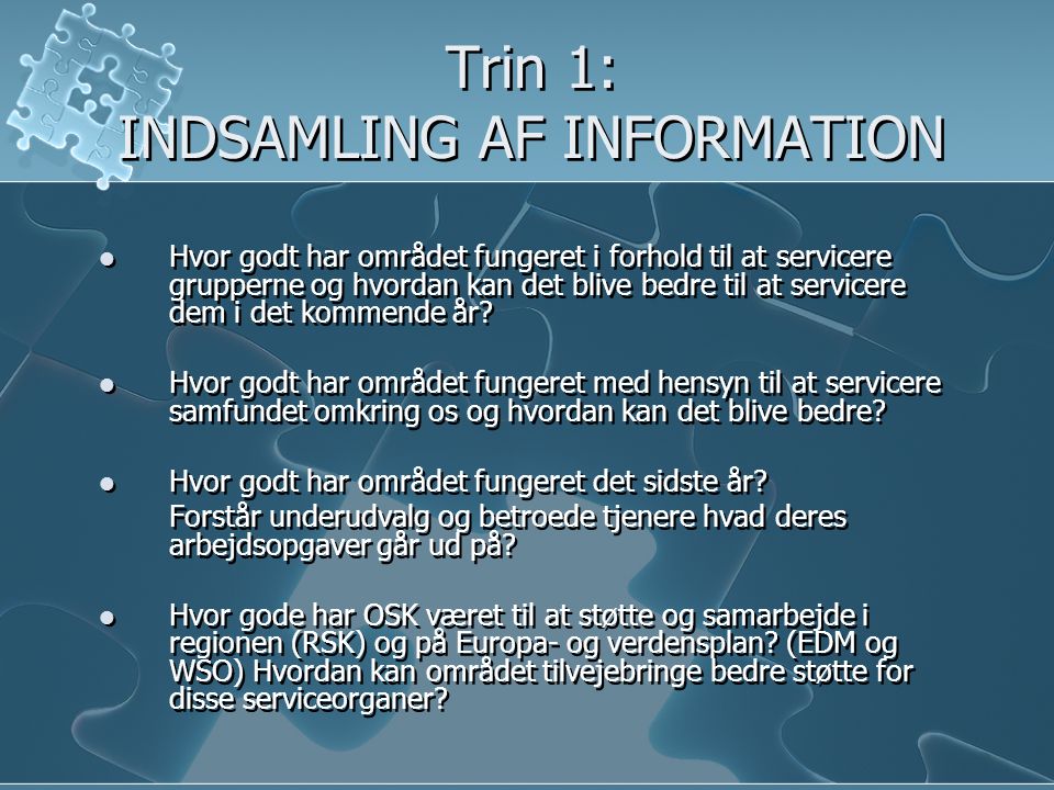Trin 1: INDSAMLING AF INFORMATION