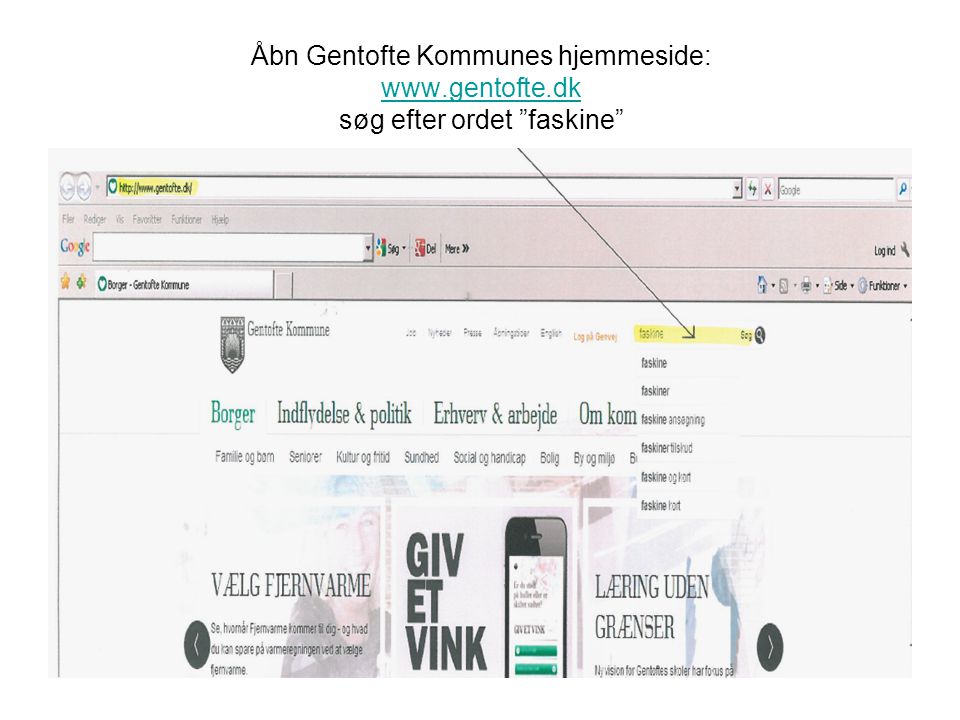 Åbn Gentofte Kommunes hjemmeside: www. gentofte