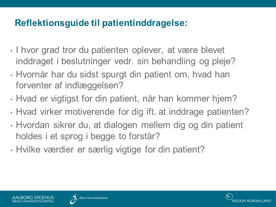 Reflektionsguide til patientinddragelse: