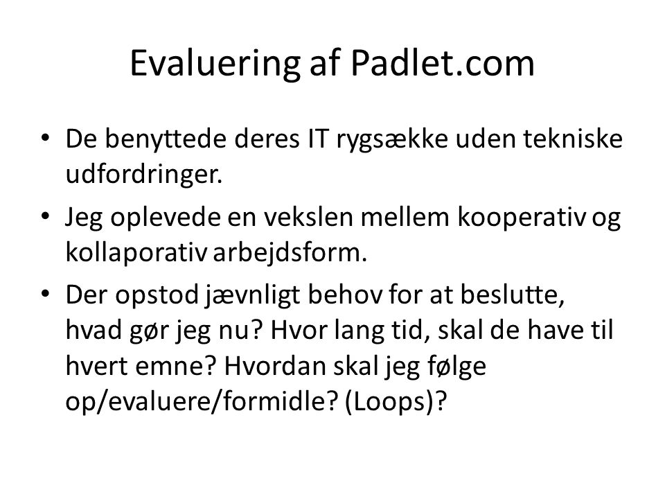 Evaluering af Padlet.com