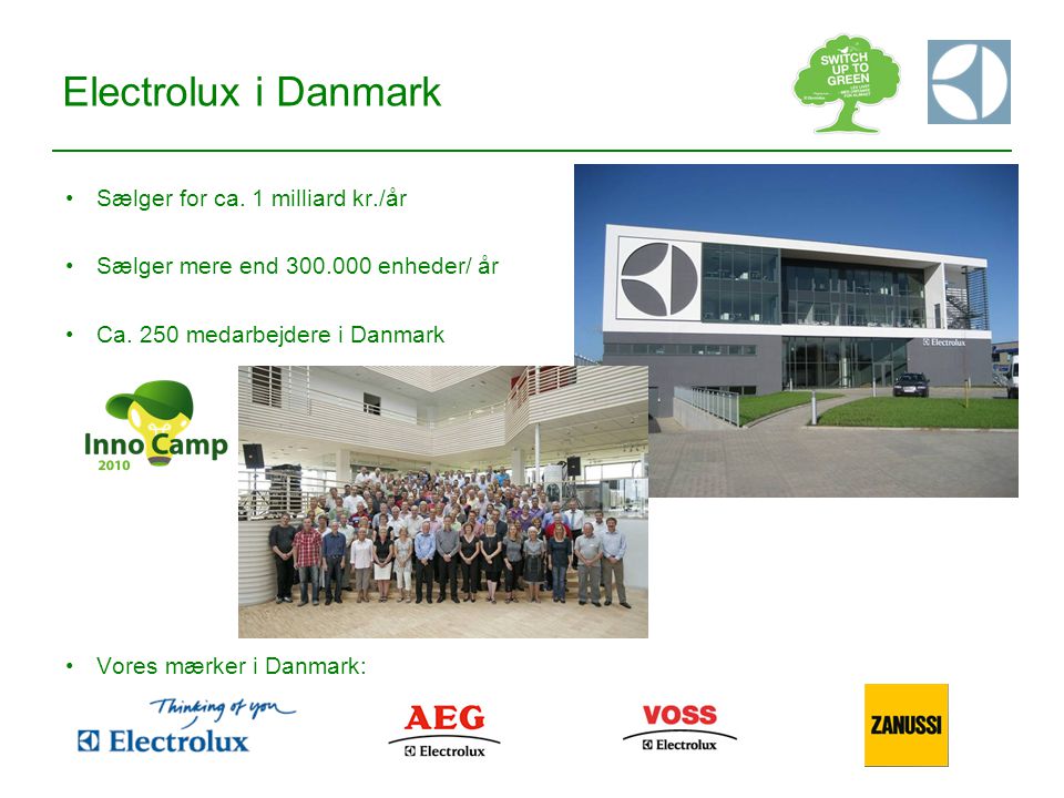 Electrolux i Danmark Sælger for ca. 1 milliard kr./år