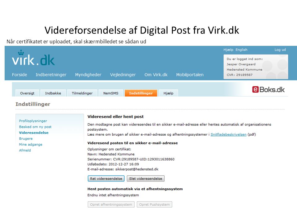 Videreforsendelse af Digital Post fra Virk.dk
