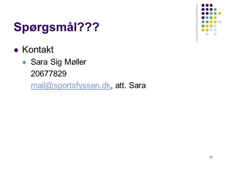 Spørgsmål Kontakt Sara Sig Møller