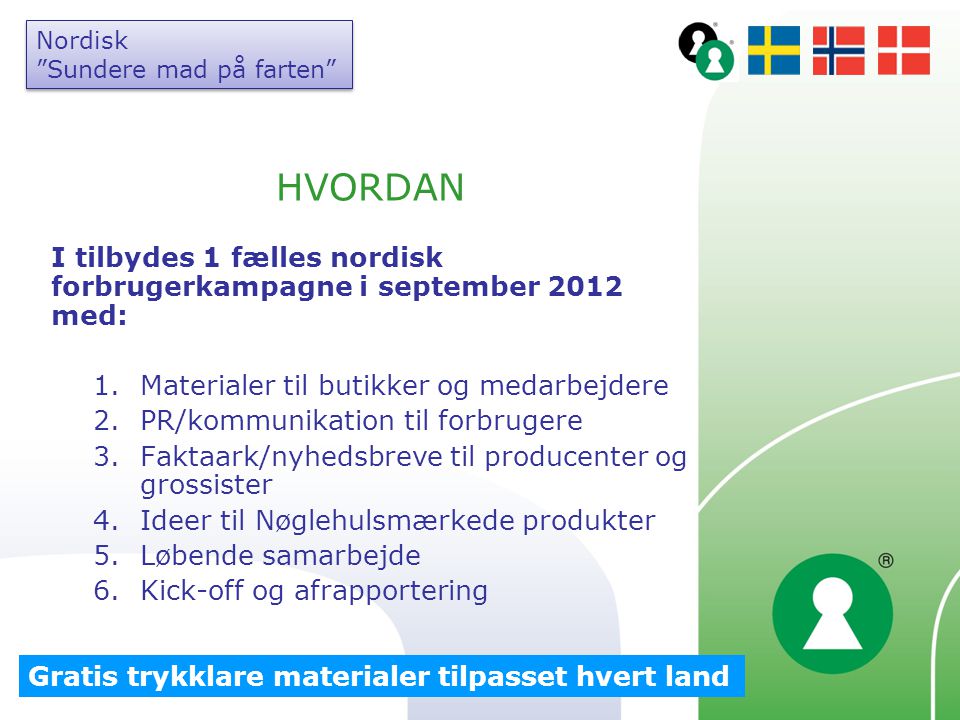 Nordisk Sundere mad på farten HVORDAN. I tilbydes 1 fælles nordisk forbrugerkampagne i september 2012 med: