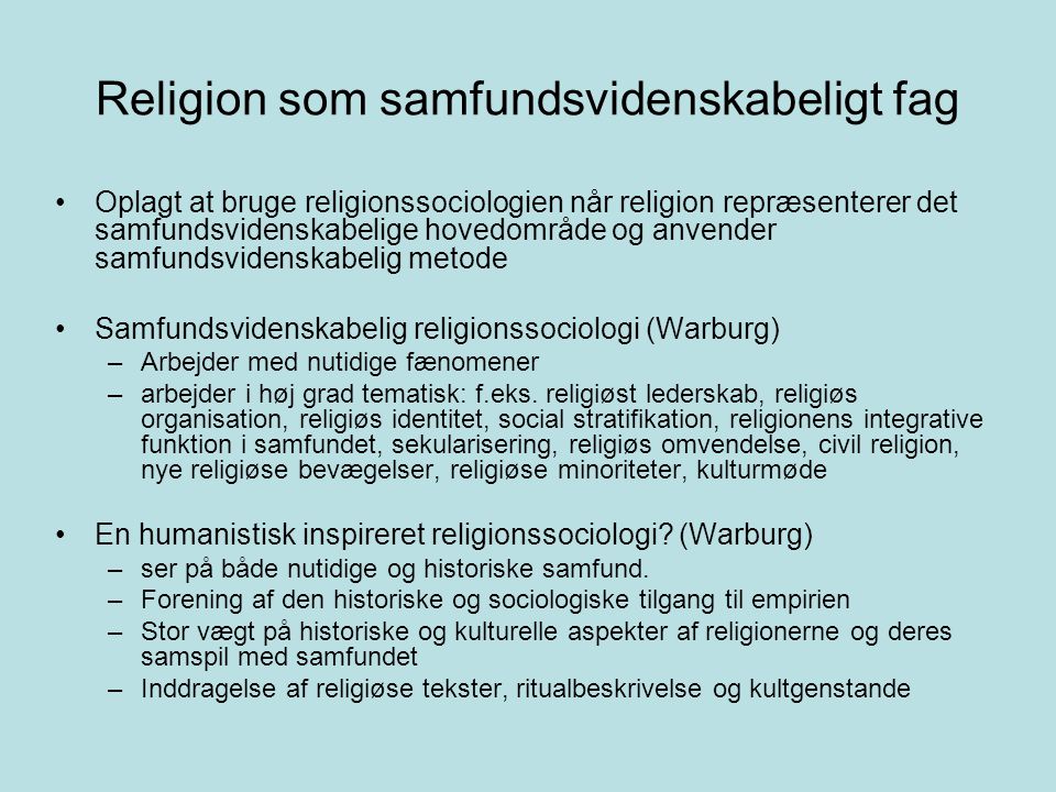 Religion som samfundsvidenskabeligt fag