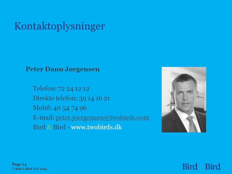 Kontaktoplysninger Peter Dann Jørgensen Telefon: