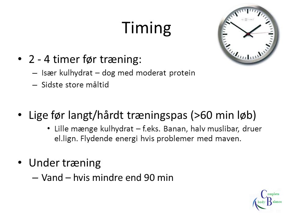 Timing timer før træning: