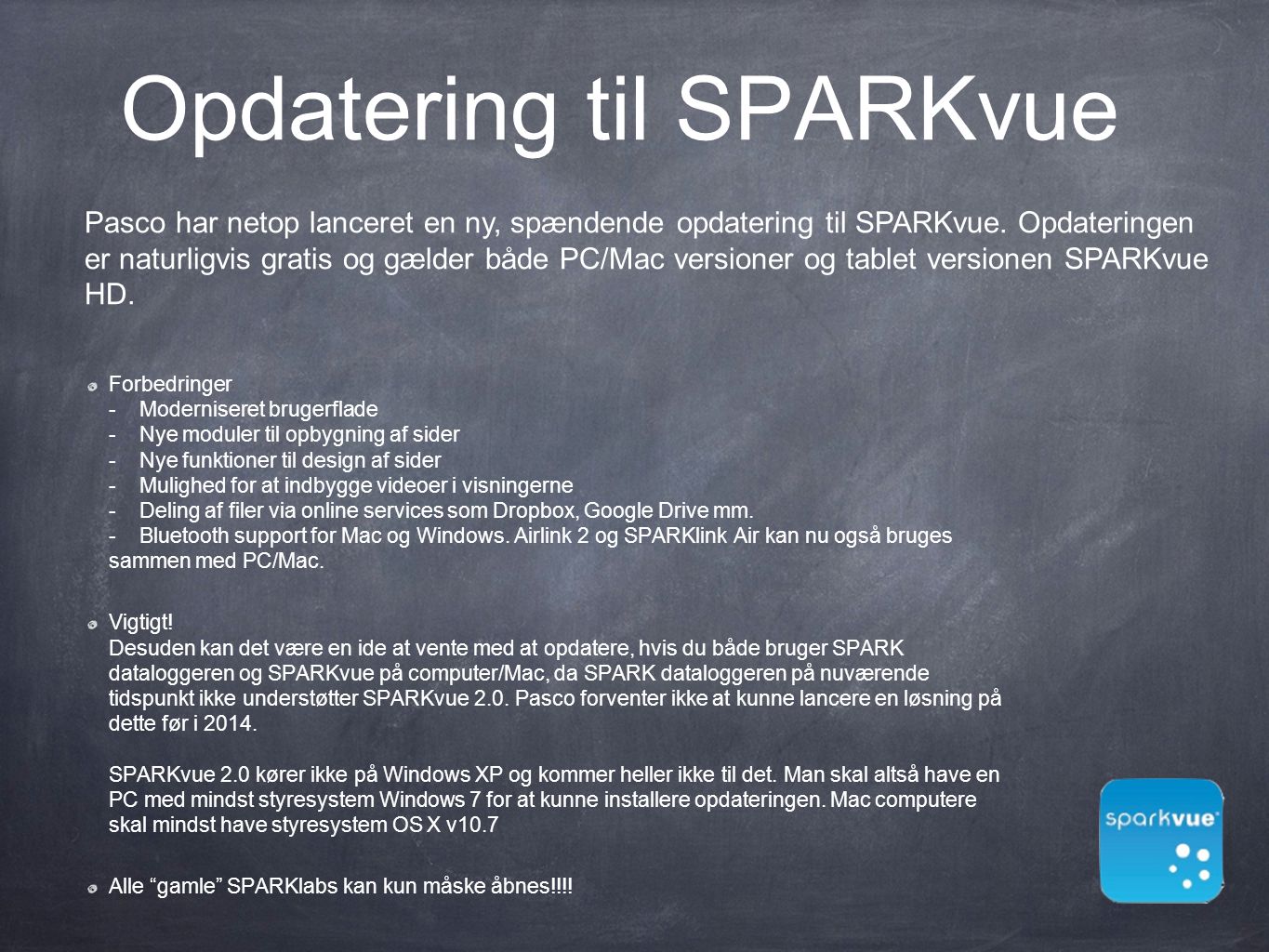 Opdatering til SPARKvue