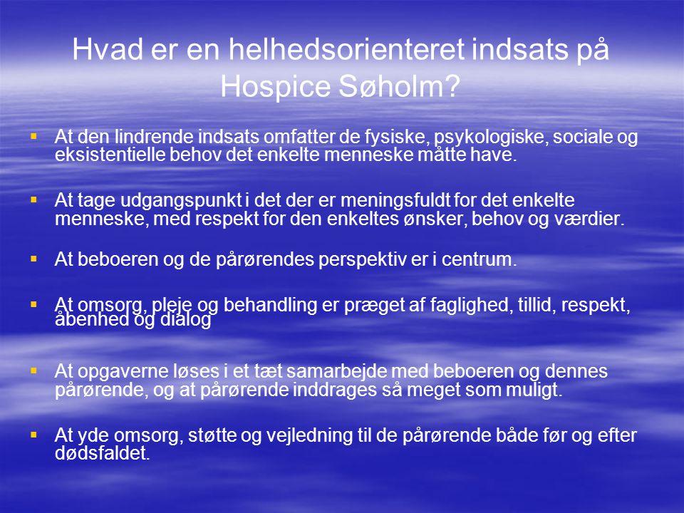 Hvad er en helhedsorienteret indsats på Hospice Søholm