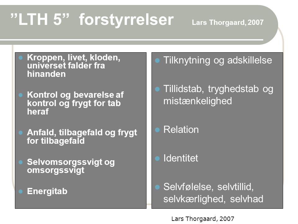 LTH 5 forstyrrelser Lars Thorgaard, 2007