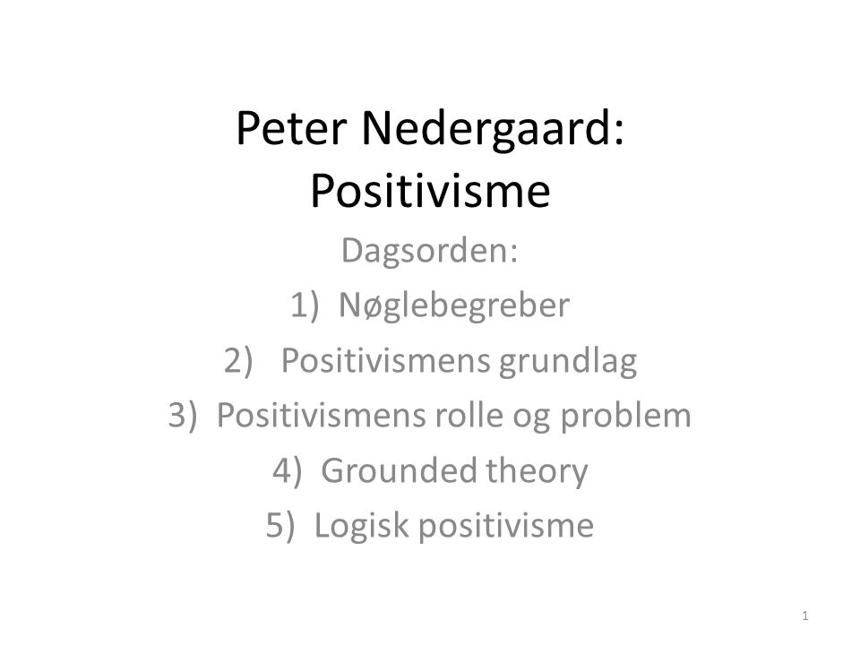 Peter Nedergaard: Positivisme