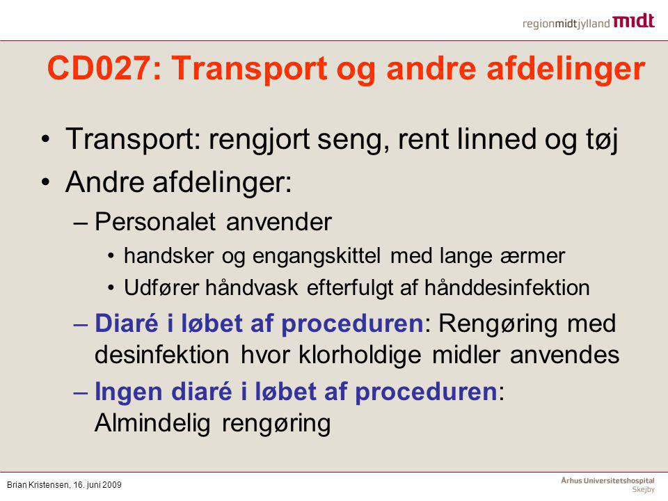 CD027: Transport og andre afdelinger